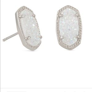 Ellie Silver Stud Earrings In Iridescent Drusy